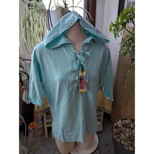 NWT Green Tea Lace up 3/4 length sleeve Hoodie pigment dyed sz Med